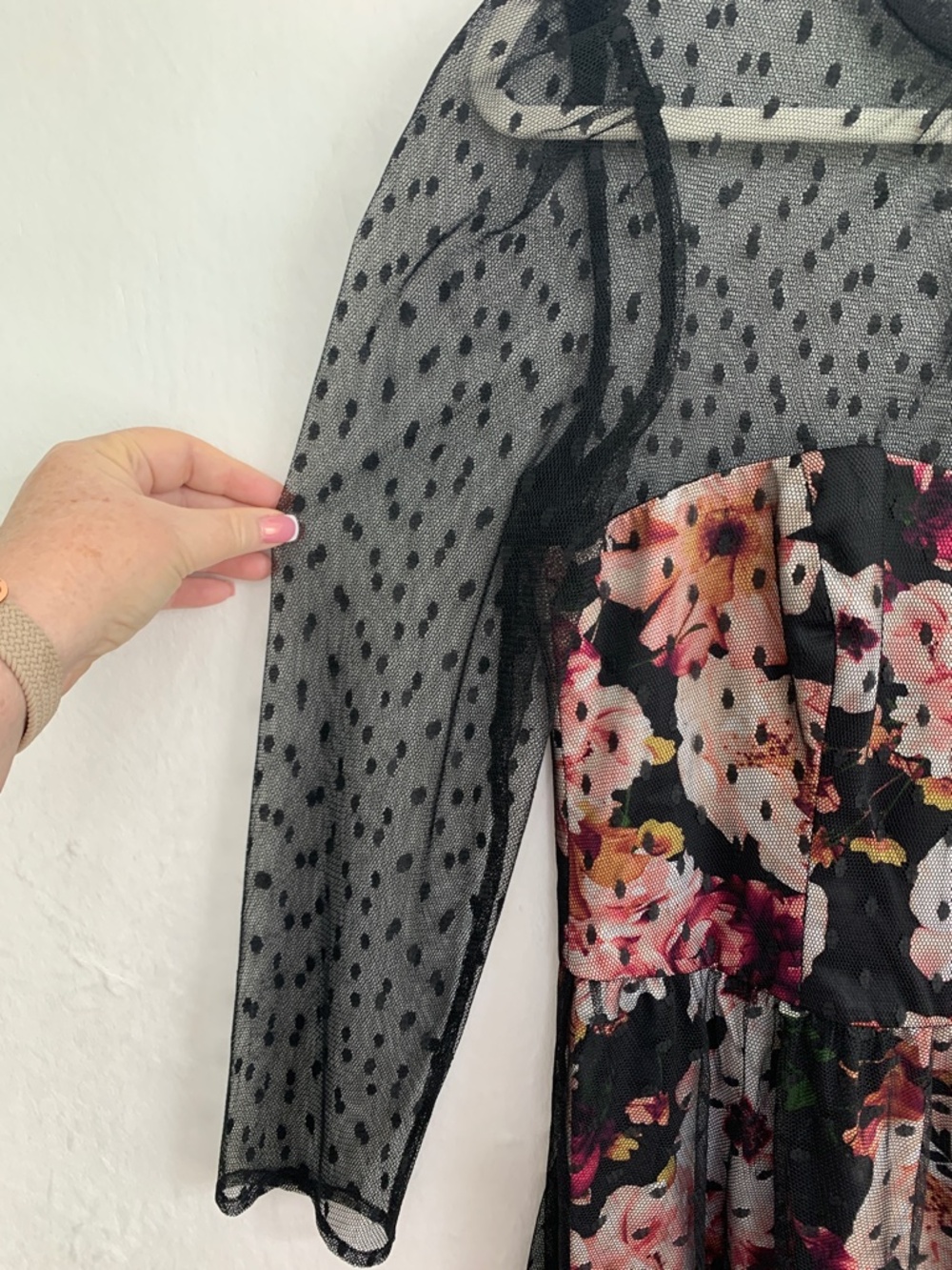Eliza J Black Floral Tulle Illusion Dress Sz 12 - Picture 8 of 15